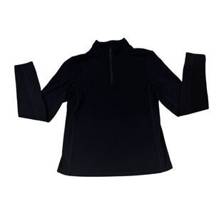 FLX black quarter zip pullover, long sleeves, collar, stretchy and fitted, M.